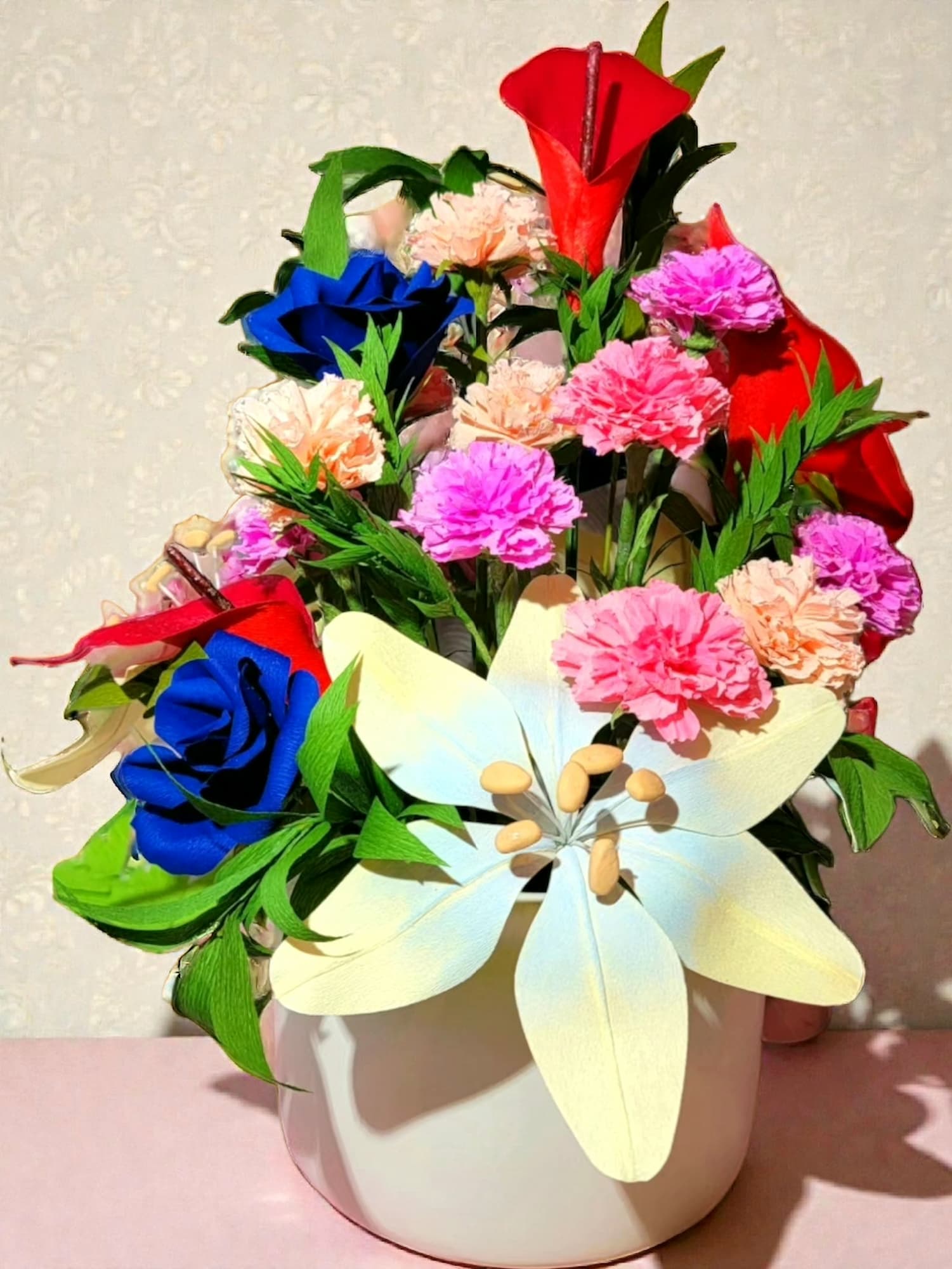 Finished paper carnation bouquet